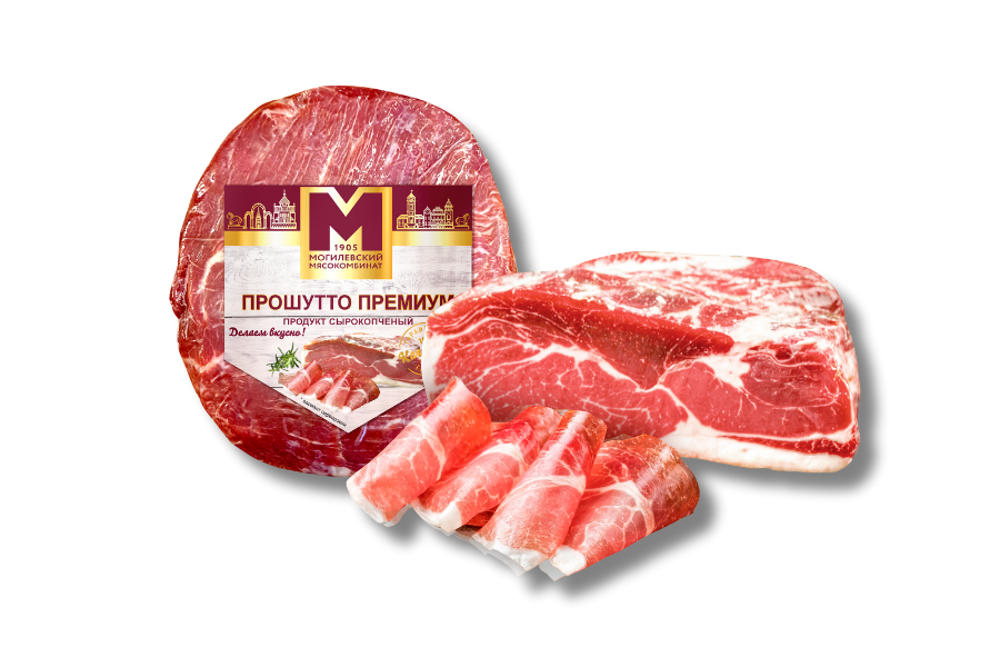 Prosciutto premium, raw smoked pork meat product